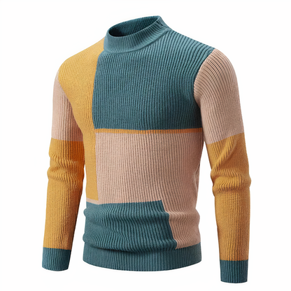 Men's Knitted Jumper Slim Fit Patchwork Design