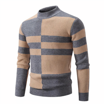 Men's Knitted Jumper Slim Fit Patchwork Design