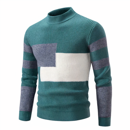 Men's Knitted Jumper Slim Fit Patchwork Design