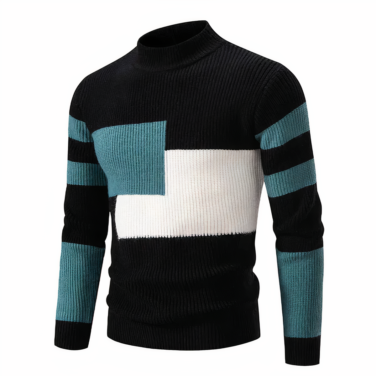 Men's Knitted Jumper Slim Fit Patchwork Design