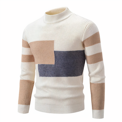 Men's Knitted Jumper Slim Fit Patchwork Design