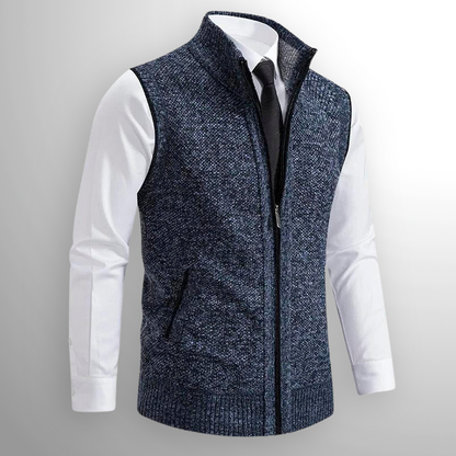 Men's Sleeveless Knitted Vest Warm Zipper