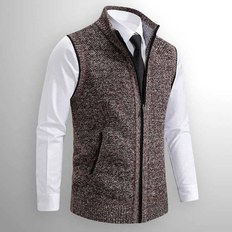 Men's Sleeveless Knitted Vest Warm Zipper