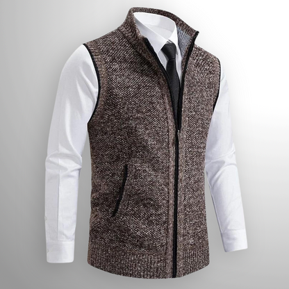 Men's Sleeveless Knitted Vest Warm Zipper