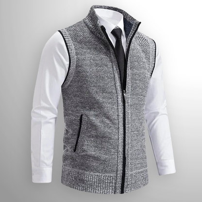 Men's Sleeveless Knitted Vest Warm Zipper