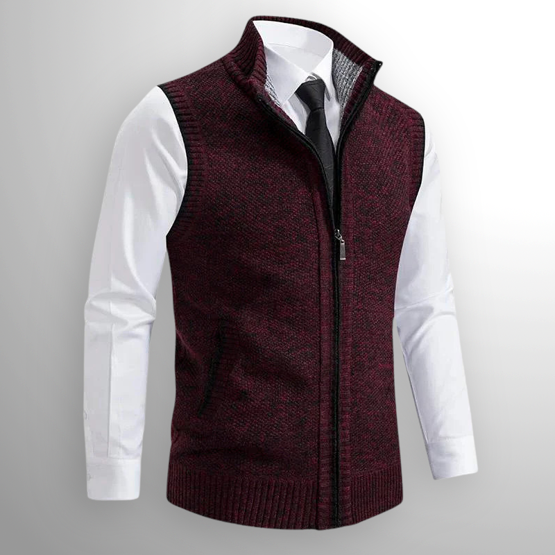 Men's Sleeveless Knitted Vest Warm Zipper