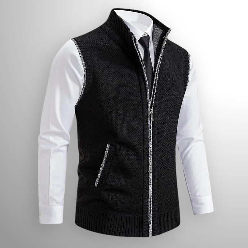 Men's Sleeveless Knitted Vest Warm Zipper