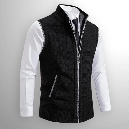 Men's Sleeveless Knitted Vest Warm Zipper