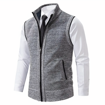 Men's Knitted Vest Stand-up Collar With Pockets