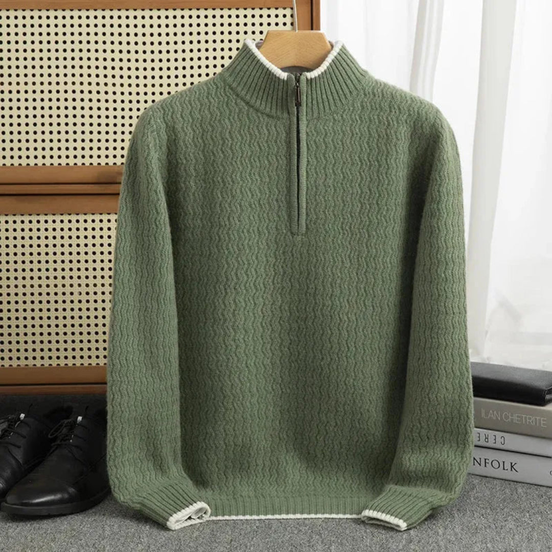Elegant Women's Dress with Half-Zip High Collar