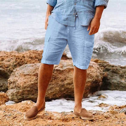 Comfortable Men's Linen Shorts Freesize Cargo Style