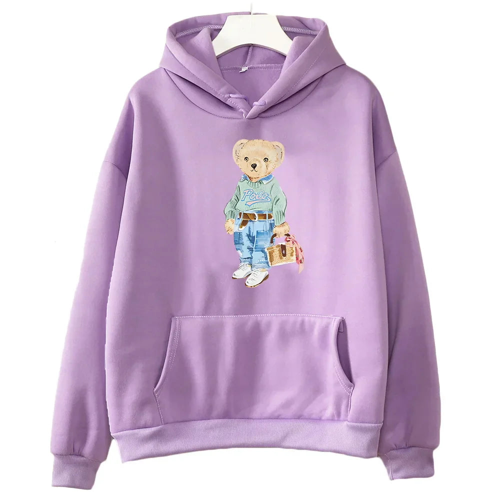 Bärenmuster Sweatshirt Damen Modern
