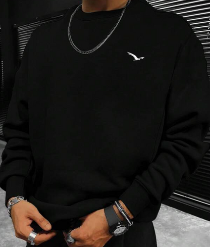 Herren Sweatshirt Langarm Rundhals Bequem - IdealeKleiden