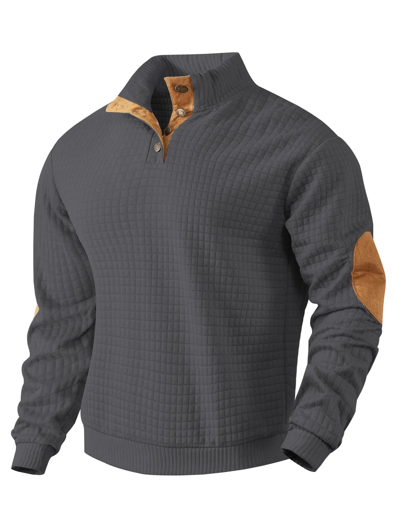 Men's Warm Waffle Pullover Elbow Patches
