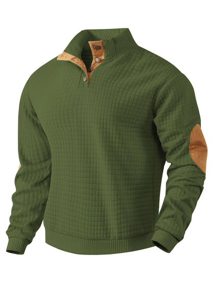 Men's Warm Waffle Pullover Elbow Patches