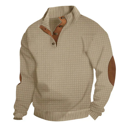 Men's Warm Waffle Pullover Elbow Patches
