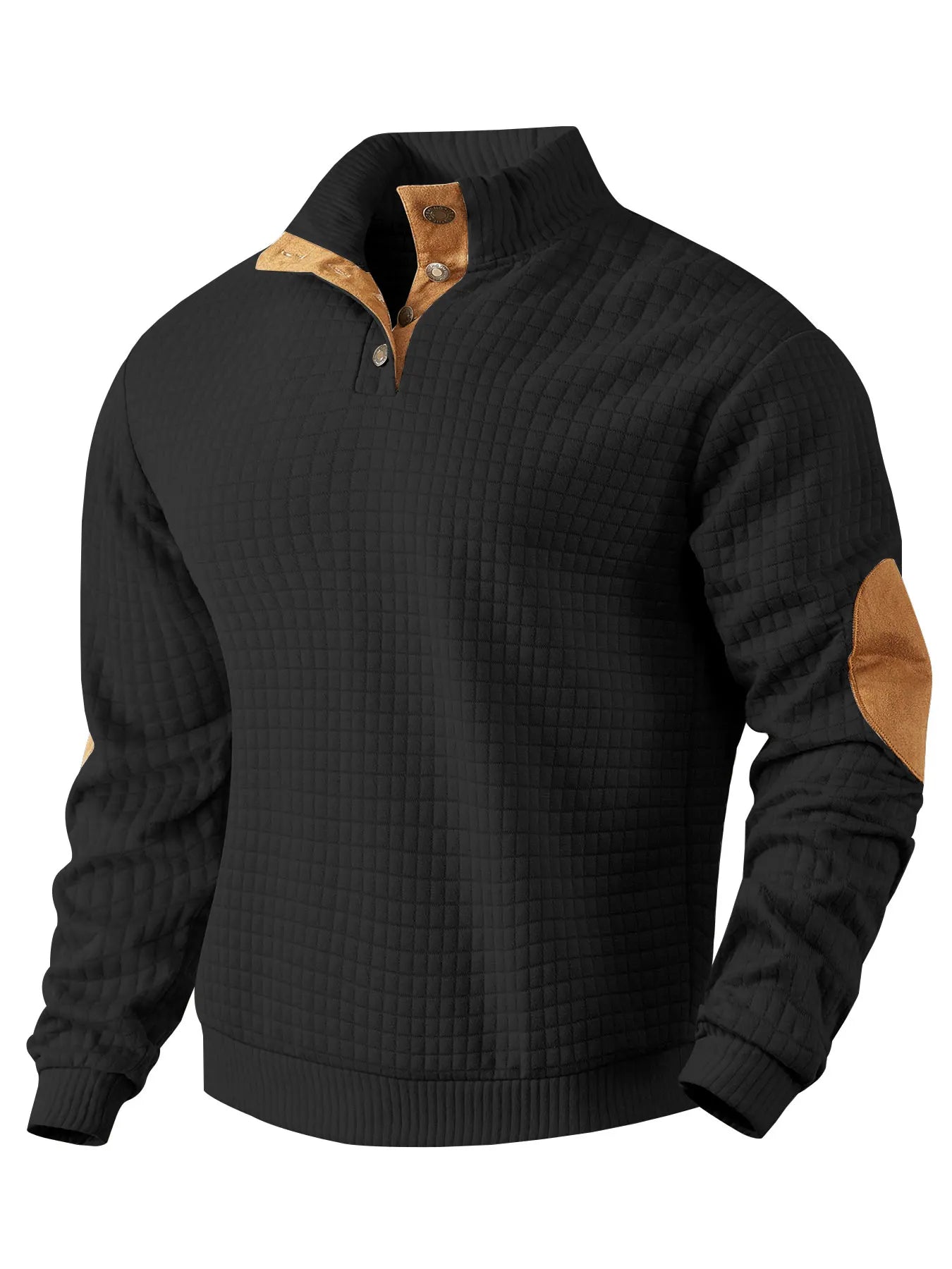 Men's Warm Waffle Pullover Elbow Patches