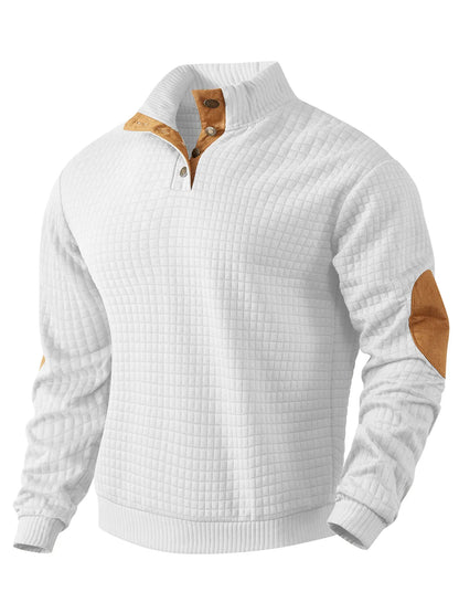 Men's Warm Waffle Pullover Elbow Patches