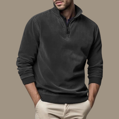 Herren Sweatshirt Lässig Viertelreißverschluss - IdealeKleiden