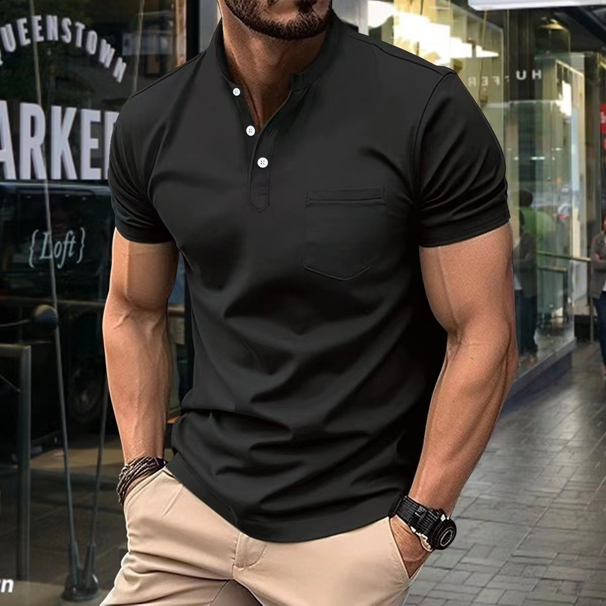 Herren T-Shirt Kurzarm Poloshirt Komfort - IdealeKleiden