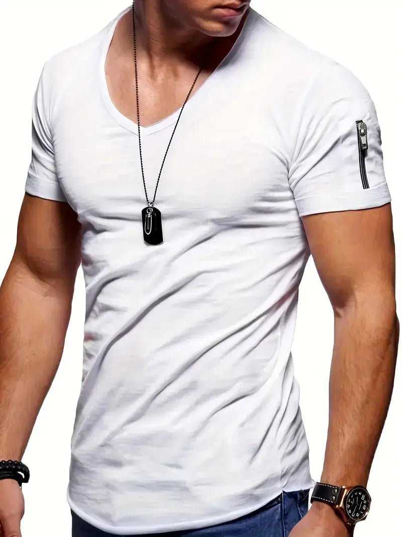 Men's Short Sleeve V-Neck Casual T-Shirt