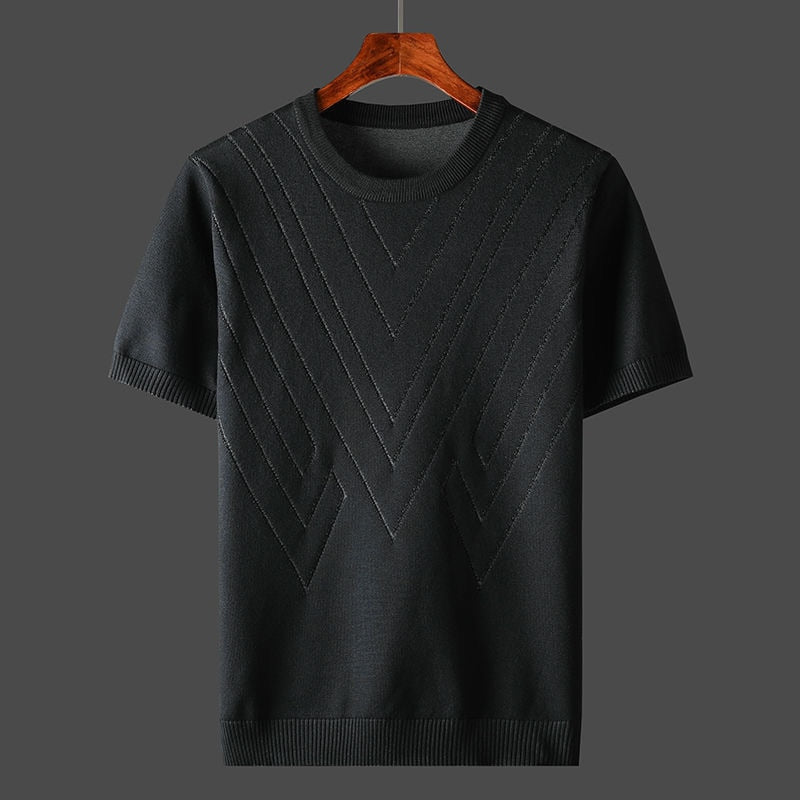 Men's Cashmere T-Shirt Loose Fit Crew Neck