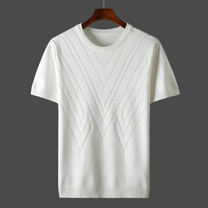 Men's Cashmere T-Shirt Loose Fit Crew Neck