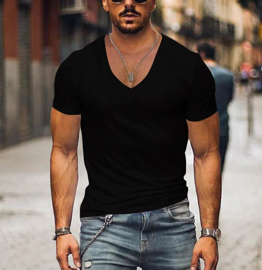 Men's Slim Fit V-Neck Short Sleeve T-Shirt
