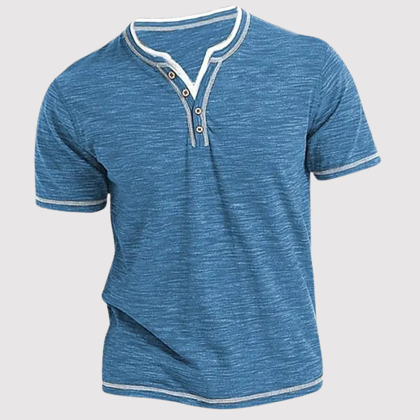 Men's Casual Round Neck T-Shirt with Button Design