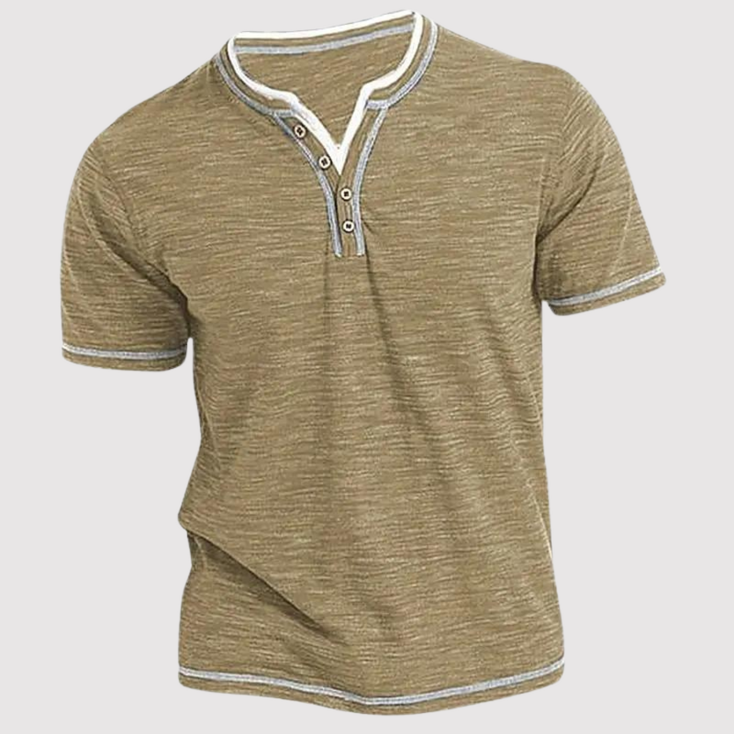 Herren T-Shirt Casual Rundhals Knopfdesign - IdealeKleiden