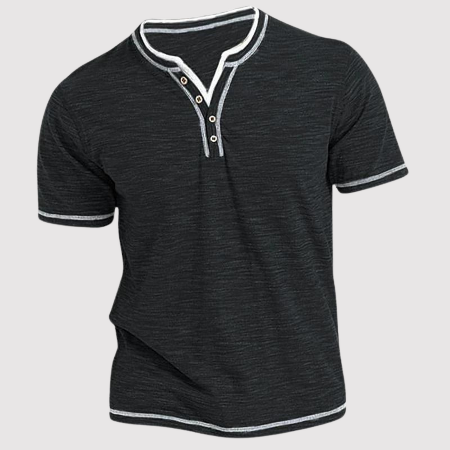Men's Casual Round Neck T-Shirt with Button Design