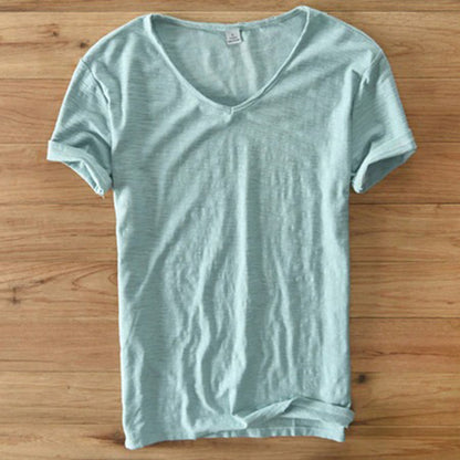 Leichtes Herren T-Shirt V-Ausschnitt Sommer - IdealeKleiden