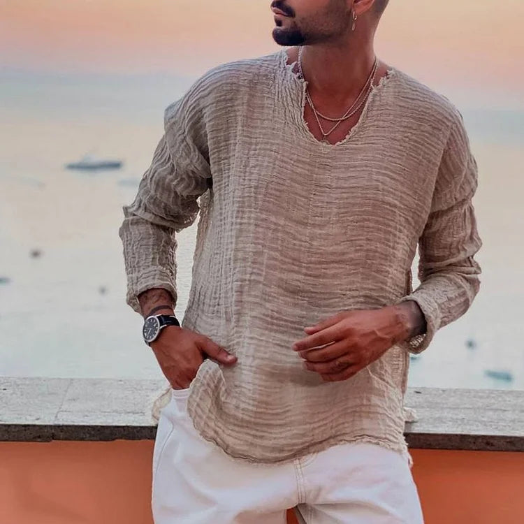 Men's V-Neck Long Sleeve T-Shirt Comfortable