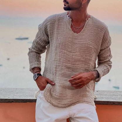 Men's V-Neck Long Sleeve T-Shirt Comfortable