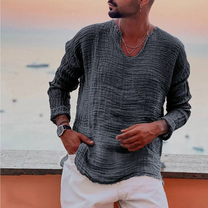 Men's V-Neck Long Sleeve T-Shirt Comfortable