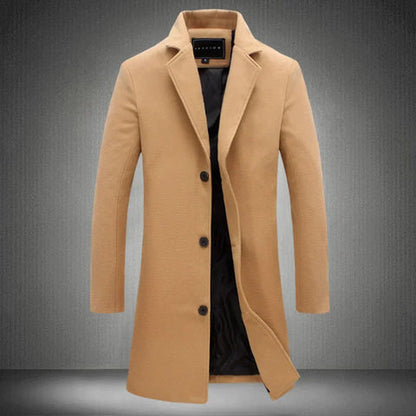 Men's Long Winter Coat Elegant Warm