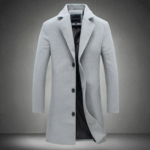 Men's Long Winter Coat Elegant Warm