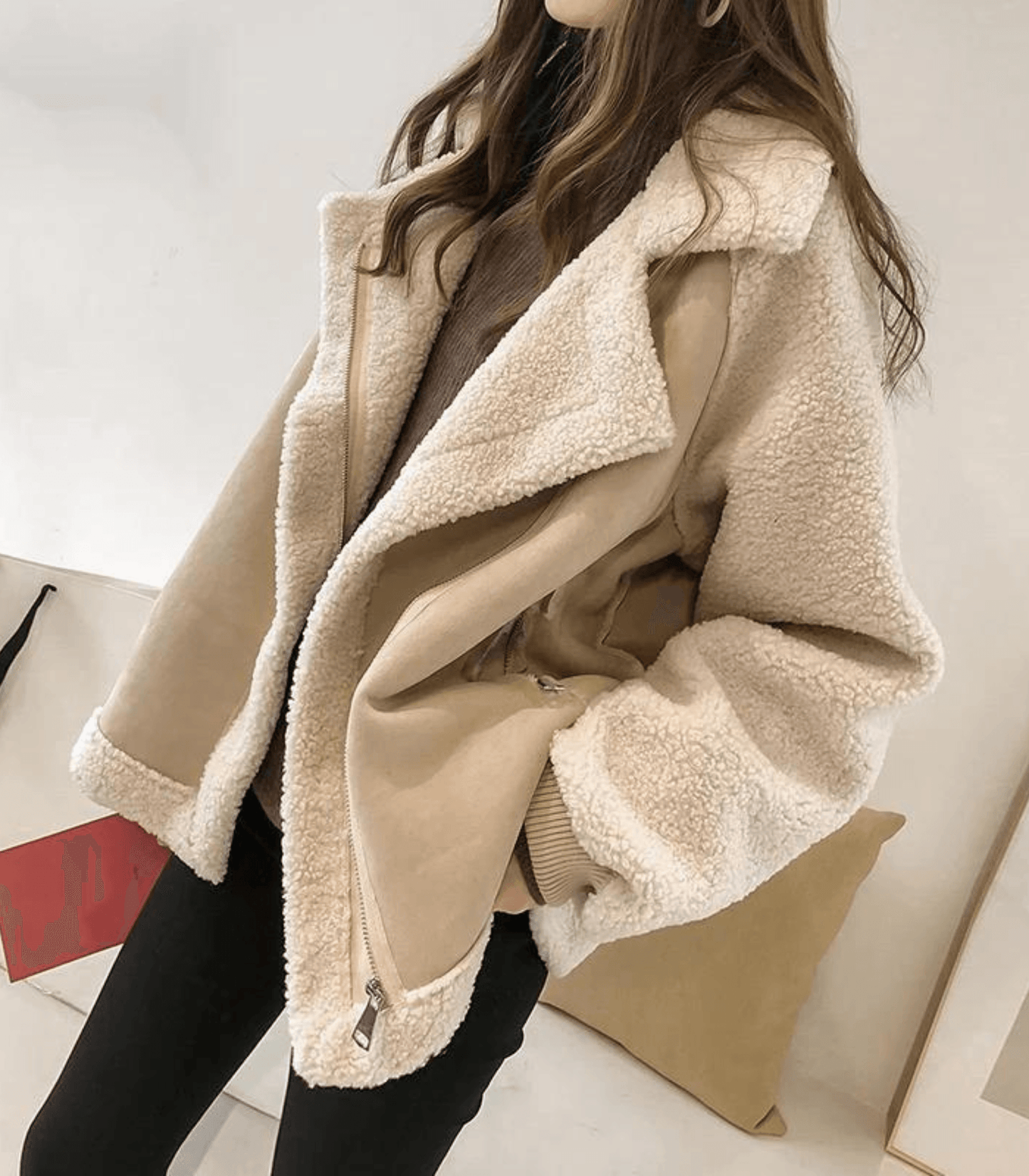Fashionable women's jacket with faux fur embellishments