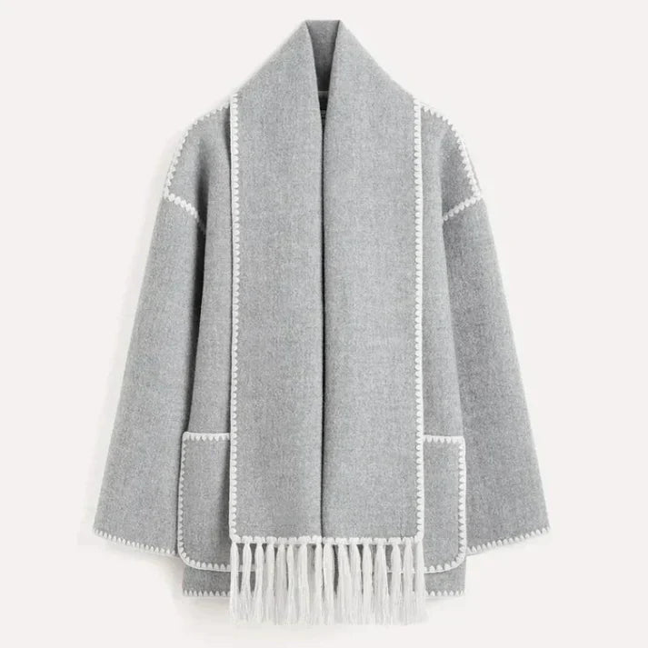 Women's Elegant Wool Blend Scarf Jacket