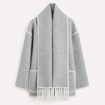 Women's Elegant Wool Blend Scarf Jacket