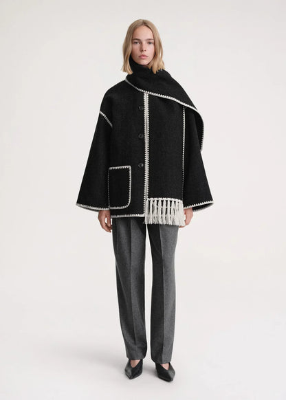 Women's Wool Coat Grey Elegant Design