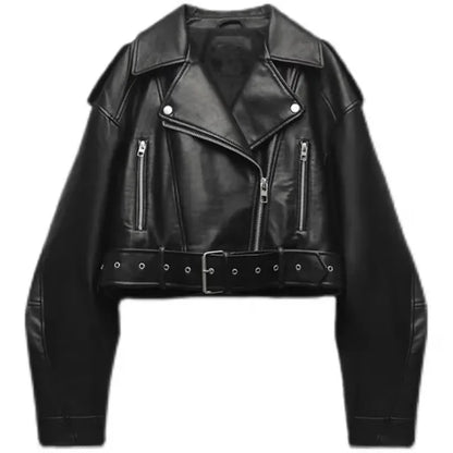 Lola - Short Leather Biker Jacket
