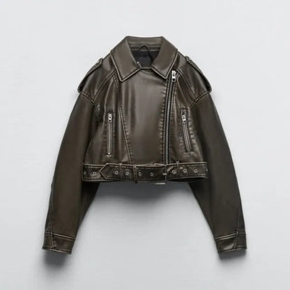 Lola - Short Leather Biker Jacket