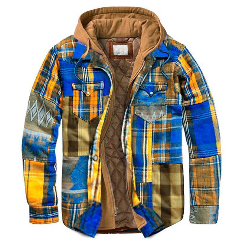 Herren Steppjacke kariert Winterwarm - IdealeKleiden
