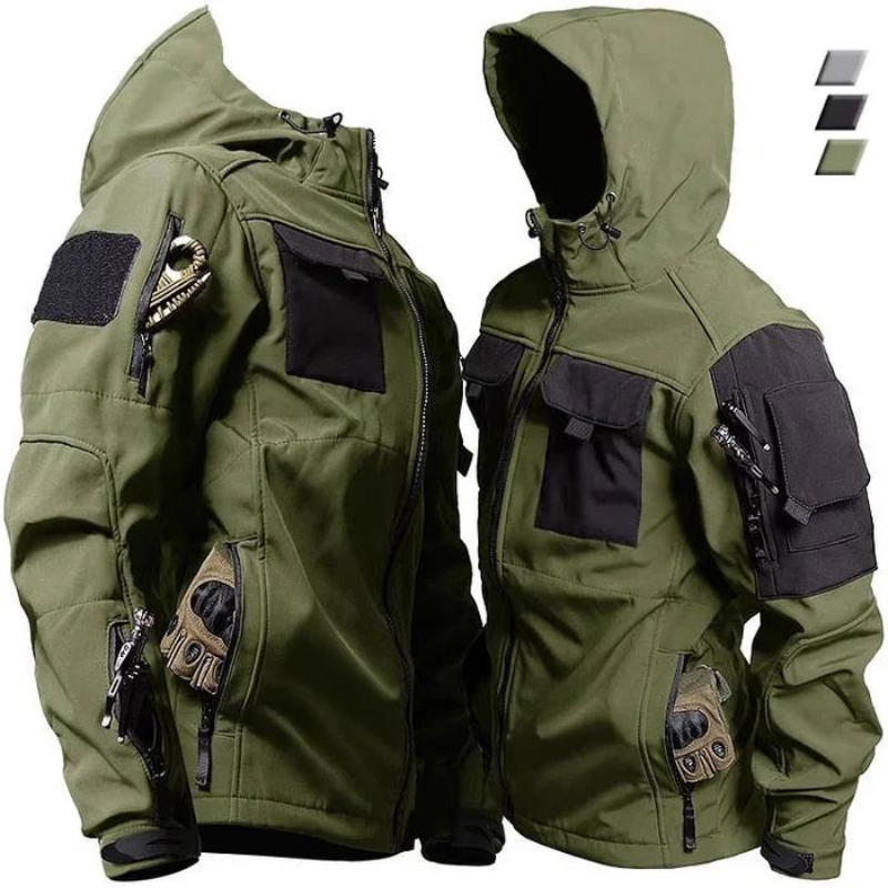Wasserdichte Outdoor-Herrenjacke mit Kapuze - IdealeKleiden
