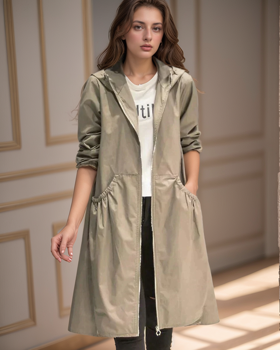 Winterjacke Damen Kapuze Reißverschluss Modern - IdealeKleiden