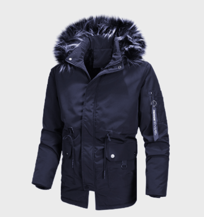 Men's Winter Jacket Fur Hood Warm Insulated