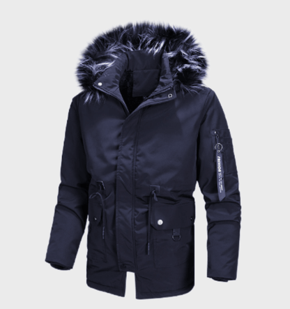 Men's Winter Jacket Fur Hood Warm Insulated