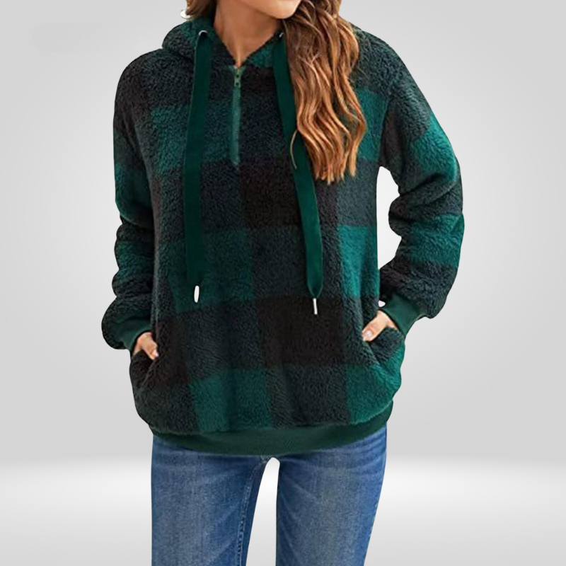 Women's Hooded Plaid Sweaters
