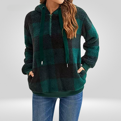 Women's Hooded Plaid Sweaters